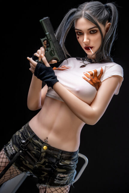 (US Stock) 173cm Harley Quinn Cosplay Silicone Sex Doll – Lifelike Movable Jaw Silicone Love Dolls - Image 2